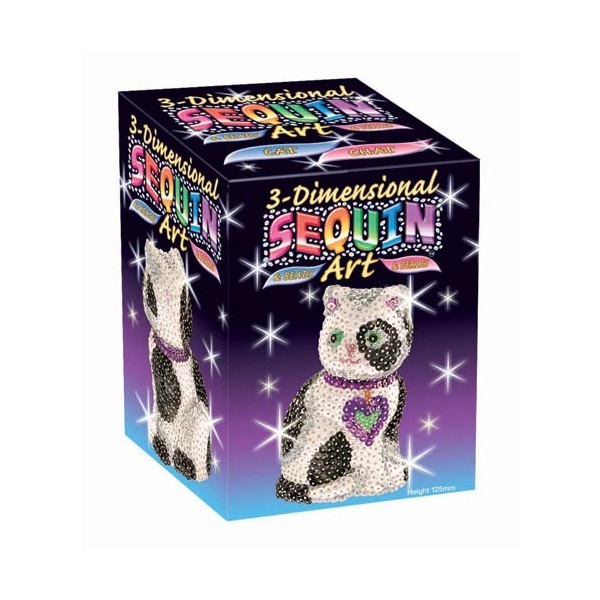 Chat Sequin art en 3D