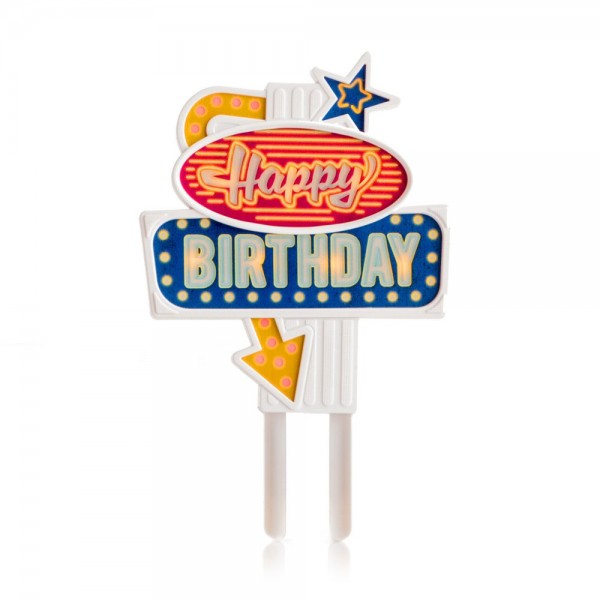 Letrero Happy Birthday con luz
