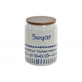 Bote azúcar gres con tapa de madera