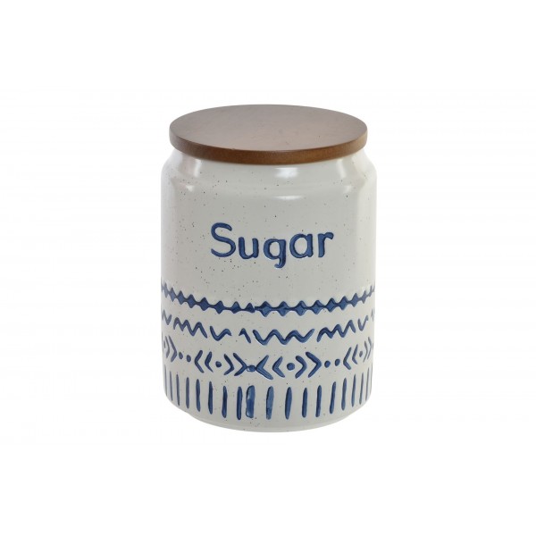 Bote azúcar gres con tapa de madera