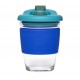 Mug vidrio con tapa de silicona 340 cc Azul