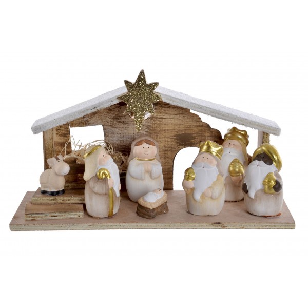 NACIMIENTO LED MADERA 29,5X11,5X16,5 BLANCO