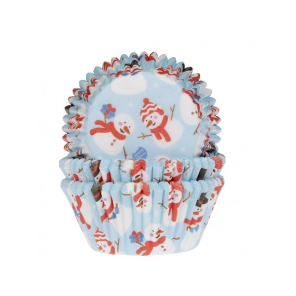 50 Cápsulas para magdalenas Muñeco de nieve