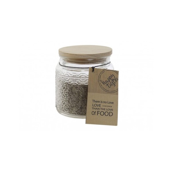 Bote cristal tapa madera