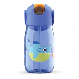 Botella niños pajita 400 ml Tiburón Azul