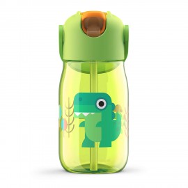 Botella niños pajita 400 ml Cocodrilo Verde
