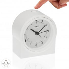 Reloj despertador blanco con luz