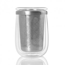 Mug de cristal con tapa y filtro de té