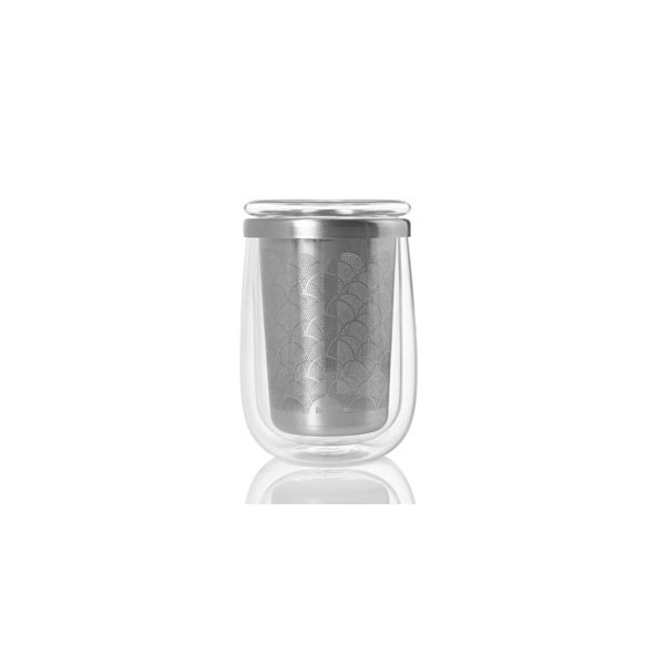 Mug de cristal con tapa y filtro de té