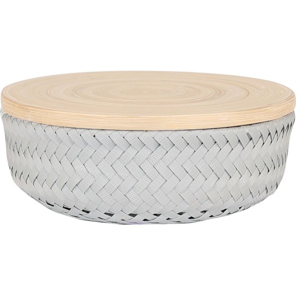 Cesta con tapa de madera Wonder S gris