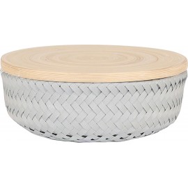 Cesta con tapa de madera Wonder XS gris