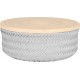 Cesta con tapa de madera Wonder M gris