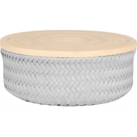Cesta con tapa de madera Wonder M gris