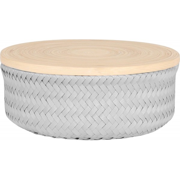 Cesta con tapa de madera Wonder M gris