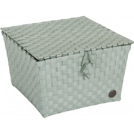 Cesta con tapa Pisa S verde grisaceo