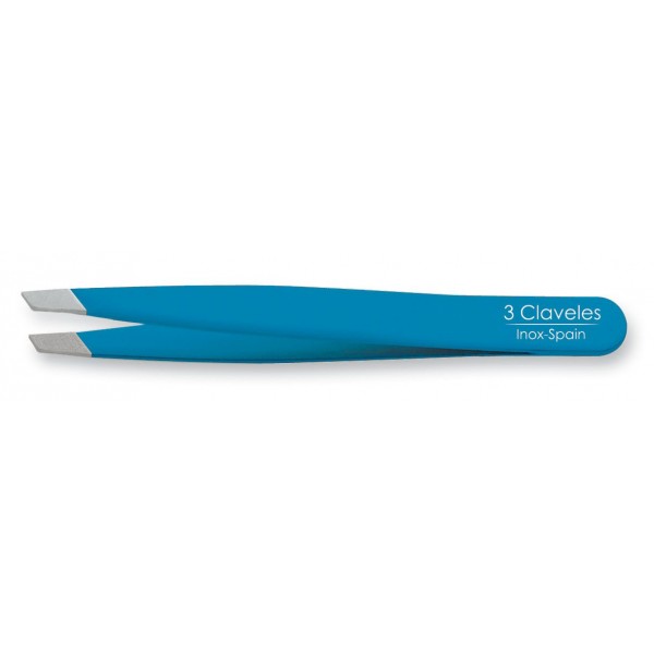 Pinza depilar sesgada azul