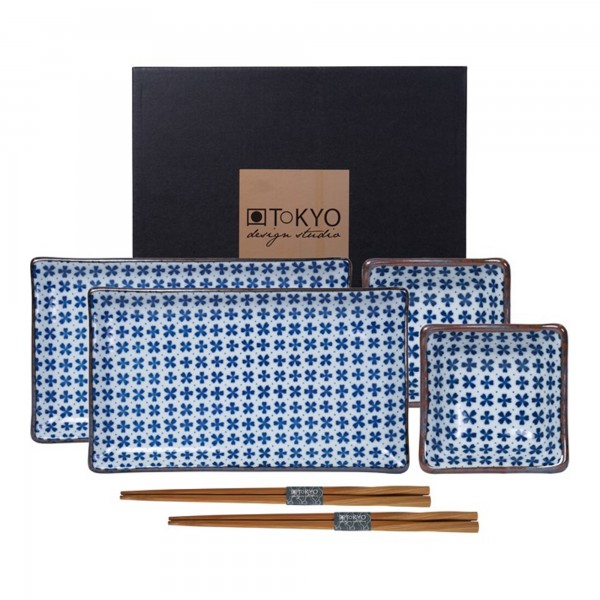 Set de Sushi azul flor