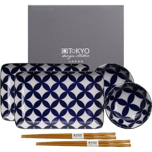 Set de Sushi Kobbu azul y blanco