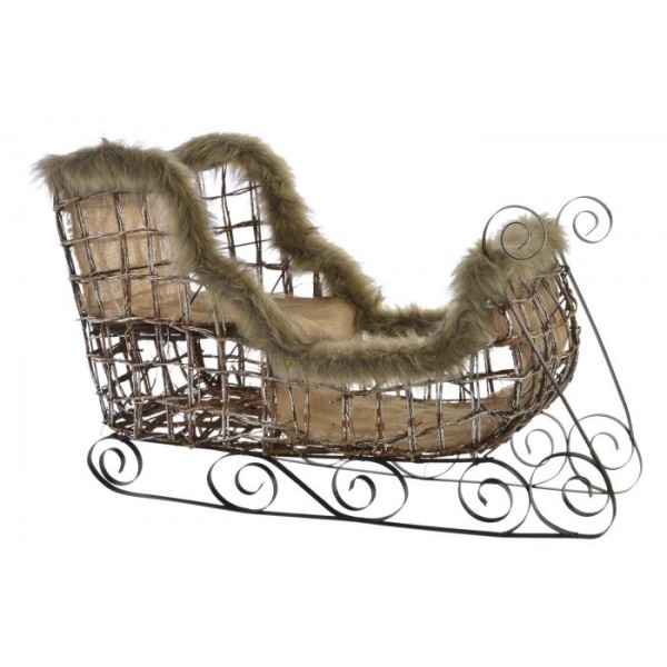 Trineo de ratán y metal 98X46X62