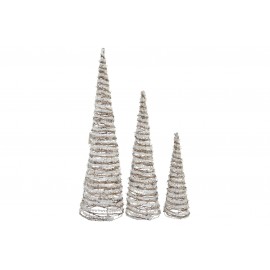 CONO SET 3 LED RATAN 20X20X80 BLANCO