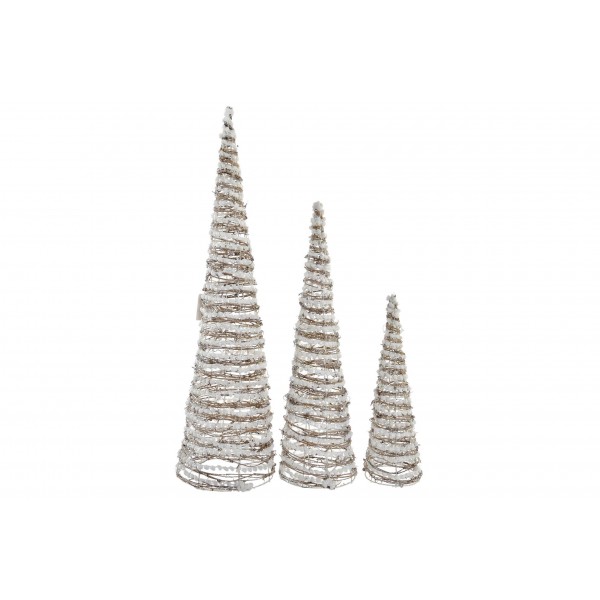 CONO SET 3 LED RATAN 20X20X80 BLANCO