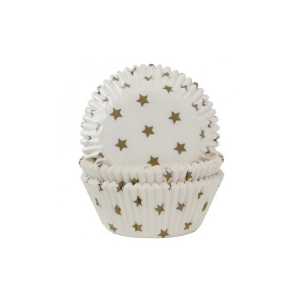 50 Cápsulas para magdalenas con estrellas doradas