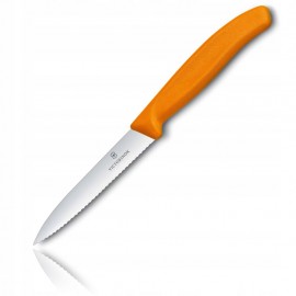 Cuchillo legumbres filo dentado 10 cm. naranja