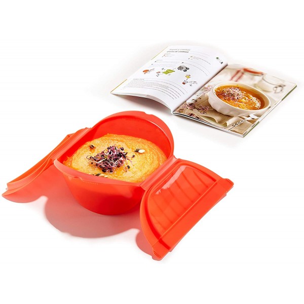 Estuche de vapor hondo rojo 3-4 personas y libro