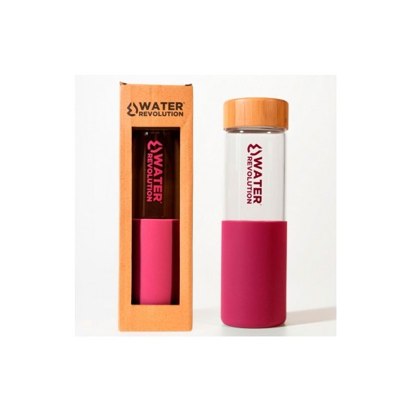 Botella de cristal Water Revolution fucsia