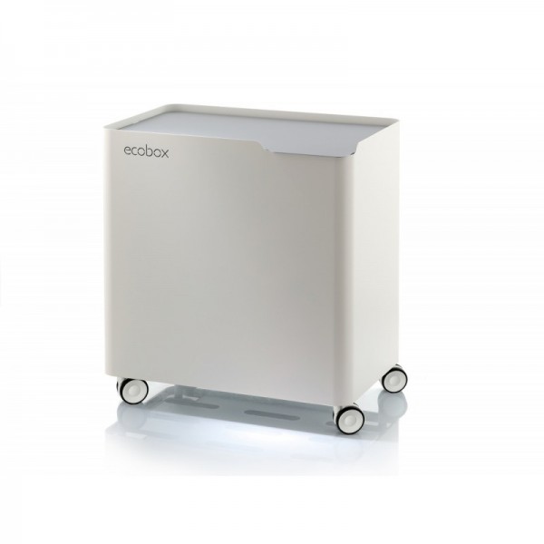 Contenedor Basura Ecologico Acero Lacado Eco-Box 4 Compartimentos Blanco