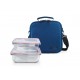 Lunch bag basic + contenedores vidrio Iris azul