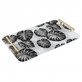 Bandeja cristal hojas