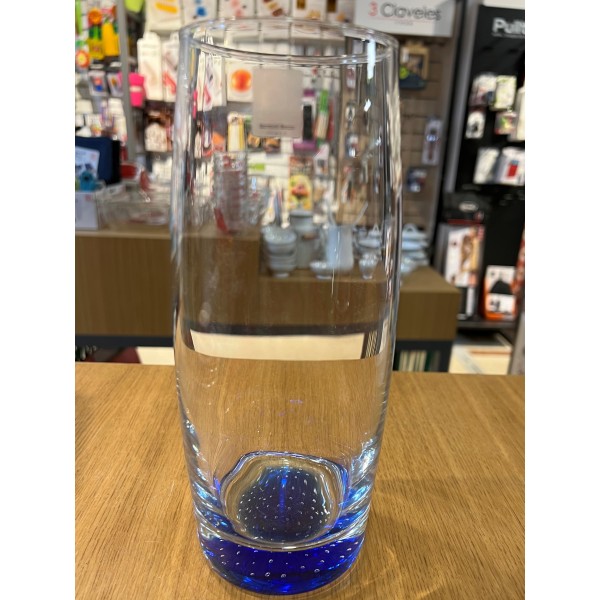 Jarrón Bormiolli abombado con base azul