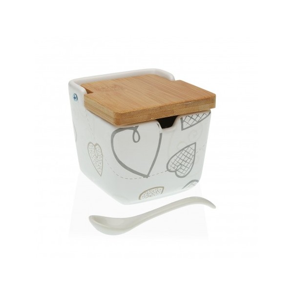 Azucarero con tapa de bambú cozy