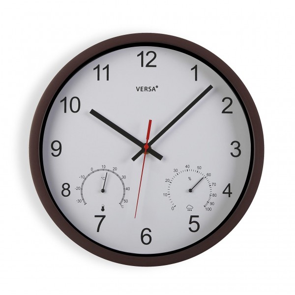 Horloge avec thermometre marron