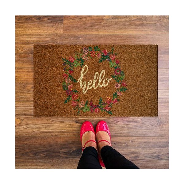Felpudo "Hello" corona de flores