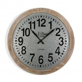 Reloj de pared madera y metal 70 cm