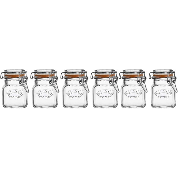 Set 6x tarros de vidrio para especias clip top Kilner