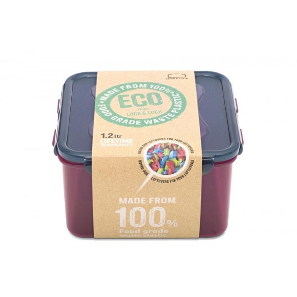 Contenedor cuadrado ECO reciclado 1200 ml