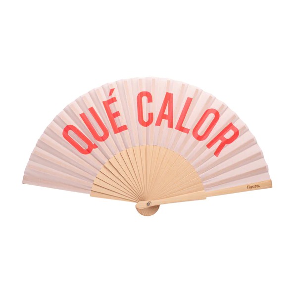 Abanico "Que calor " beige