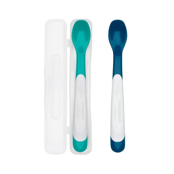 Cucharas set/2 toma c/estuche de viaje teal-navy)