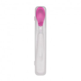 Cuillière en silicone avec etui rose