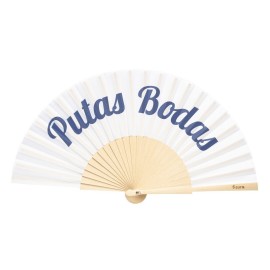 Abanico "Putas bodas " blanco