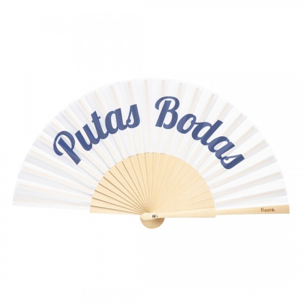 Abanico "Putas bodas " blanco