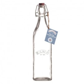 Botella de vidrio clip top cuadrada 1L