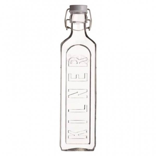 Botella de vidrio clip top c/indicador medida 1L