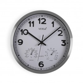 Reloj con termómetro plata 30 cm.
