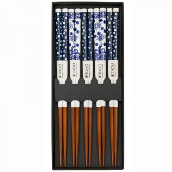 5 pares de palillos Flores