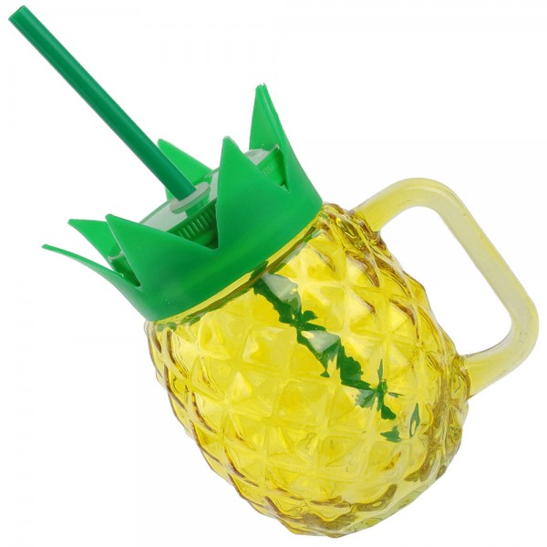 Mug piña con tapa y pajita