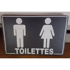 Placa madera Toilettes